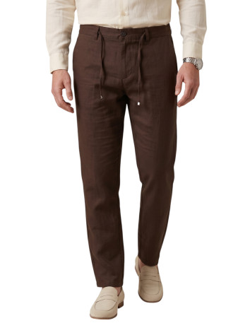DeepSEA Slim Fit Likralı Keten Dokulu Lastikli Belli İpli Yazlık Erkek Pantolon 2603001