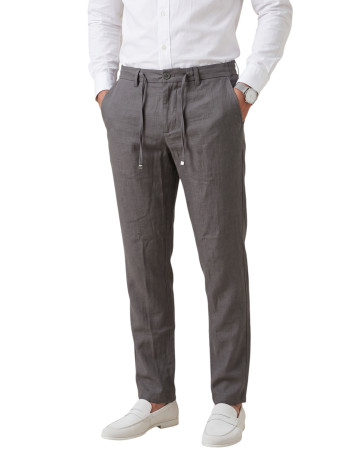 DeepSEA Slim Fit Likralı Keten Dokulu Lastikli Belli İpli Yazlık Erkek Pantolon 2603001