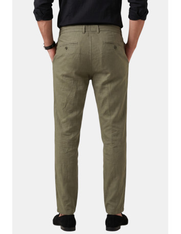 DeepSEA Slim Fit Likralı Keten Dokulu Lastikli Belli İpli Yazlık Erkek Pantolon 2603001 2