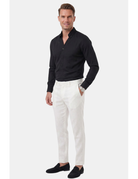 DeepSEA Slim Fit Kolay Ütülenebilir Açık Dik Yaka Likralı Erkek Gömlek 2602615