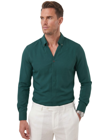 DeepSEA Slim Fit Kolay Ütülenebilir Açık Dik Yaka Likralı Erkek Gömlek 2602615