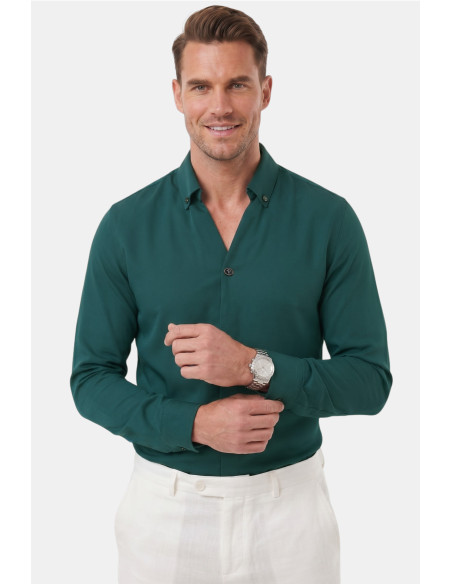 DeepSEA Slim Fit Kolay Ütülenebilir Açık Dik Yaka Likralı Erkek Gömlek 2602615