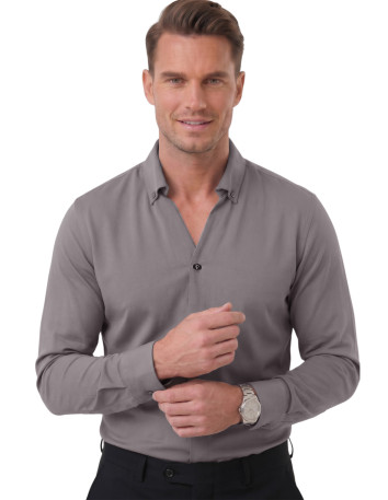 DeepSEA Slim Fit Kolay Ütülenebilir Açık Dik Yaka Likralı Erkek Gömlek 2602615