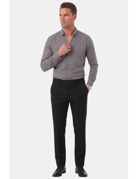 DeepSEA Slim Fit Kolay Ütülenebilir Açık Dik Yaka Likralı Erkek Gömlek 2602615