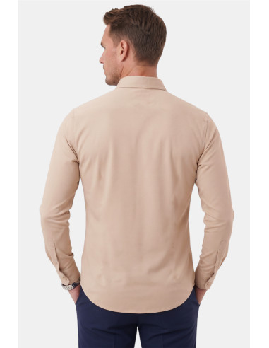 DeepSEA Slim Fit Kolay Ütülenebilir Açık Dik Yaka Likralı Erkek Gömlek 2602615