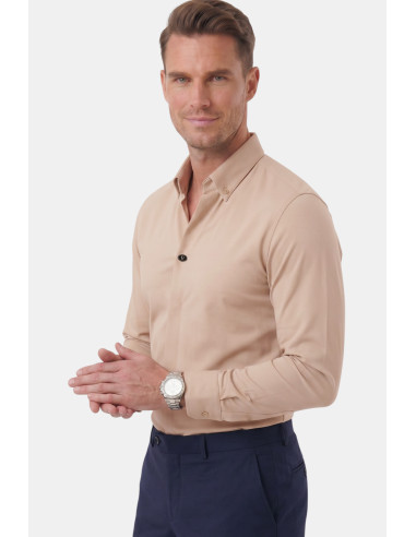 DeepSEA Slim Fit Kolay Ütülenebilir Açık Dik Yaka Likralı Erkek Gömlek 2602615