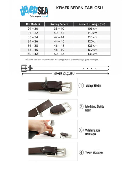 DeepSEA %100 Hakiki Deri Spor Kot Kemeri 4,5 cm Kot ve Kanvas Pantolonlara Uygun Kemer 2502633
