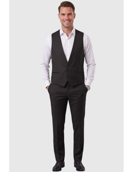 DeepSEA Slim Fit Likralı 3’lü Takım Elbise Ceket Yelek Pantolon Modern Şık Tasarım 2601798