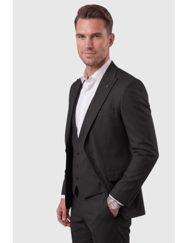 DeepSEA Slim Fit Likralı 3’lü Takım Elbise Ceket Yelek Pantolon Modern Şık Tasarım 2601798