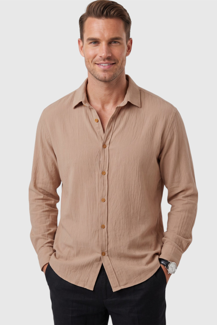 DeepSEA Slim Fit Erkek Gömlek Kolay Ütülenen Nefes Alan Kumaş, Dört Mevsim Şıklık 2602629 2