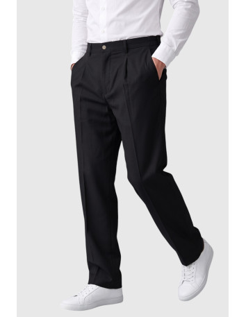 DeepSEA Erkek Rahat Kalıp Tek Pileli Kumaş Pantolon Yanları Lastikli Esnek Smart Casual Pantolon 2600970