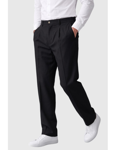 DeepSEA Erkek Rahat Kalıp Tek Pileli Kumaş Pantolon Yanları Lastikli Esnek Smart Casual Pantolon 2600970