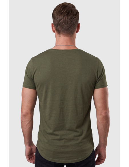 DeepSEA Erkek Slim Fit Derin V Yaka Basic Tişört %90 Pamuk Likralı Asimetrik Kesim 2602265