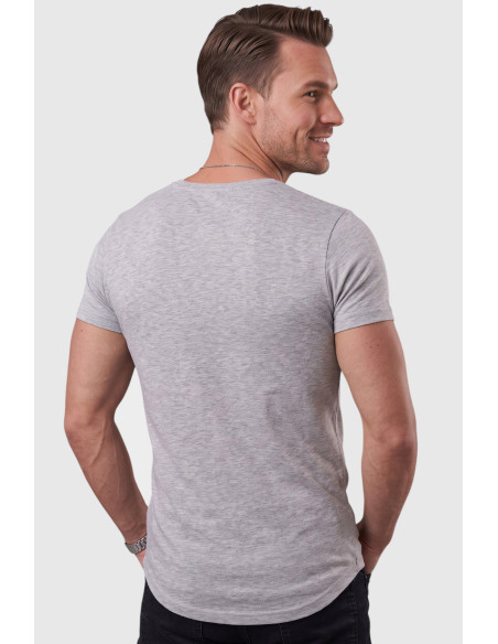 DeepSEA Erkek Slim Fit Derin V Yaka Basic Tişört %90 Pamuk Likralı Asimetrik Kesim 2602265