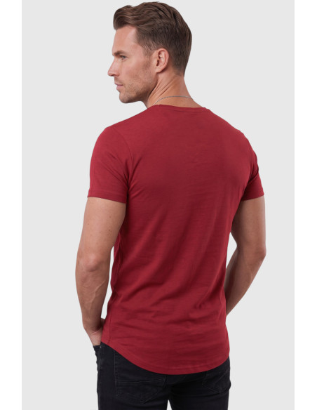 DeepSEA Erkek Slim Fit Derin V Yaka Basic Tişört %90 Pamuk Likralı Asimetrik Kesim 2602265