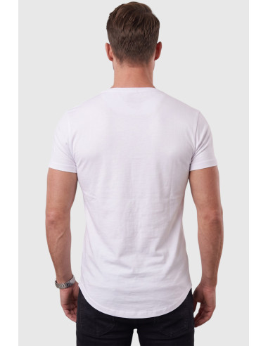 DeepSEA Erkek Slim Fit Derin V Yaka Basic Tişört %90 Pamuk Likralı Asimetrik Kesim 2602265