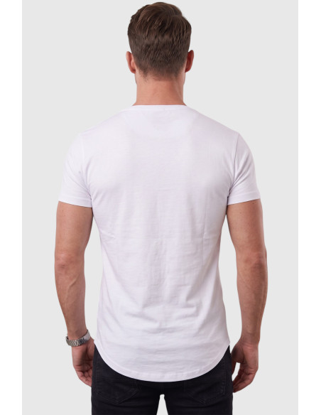 DeepSEA Erkek Slim Fit Derin V Yaka Basic Tişört %90 Pamuk Likralı Asimetrik Kesim 2602265