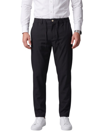 DeepSEA Kendinden Desenli Slim Fit Likralı Keten Pantolon 2502310 2