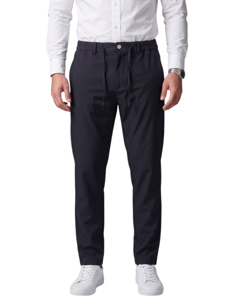 DeepSEA Kendinden Desenli Slim Fit Likralı Keten Pantolon 2502310