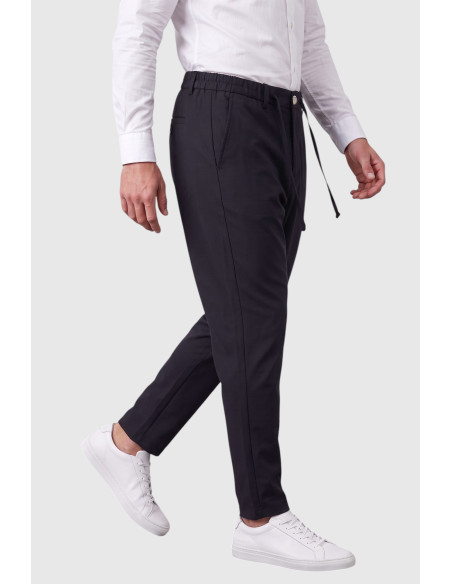 DeepSEA Kendinden Desenli Slim Fit Likralı Keten Pantolon 2502310