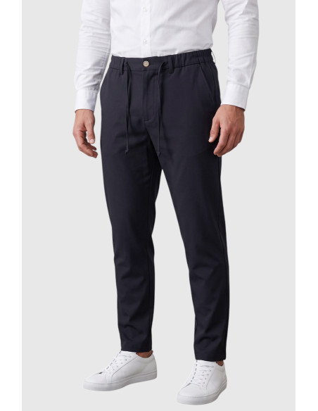 DeepSEA Kendinden Desenli Slim Fit Likralı Keten Pantolon 2502310