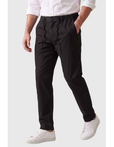 DeepSEA Kendinden Desenli Slim Fit Likralı Keten Pantolon 2502310