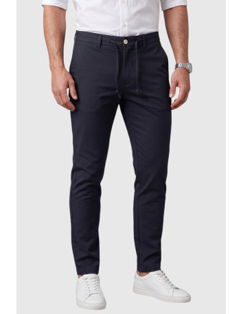 DeepSEA Kendinden Desenli Slim Fit Likralı Keten Pantolon 2502310 2