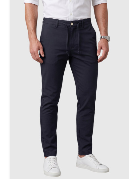 DeepSEA Erkek Slim Fit İpli Kumaş Pantolon Dar Kesim Esnek Smart Casual 2601100