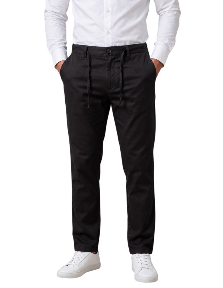 DeepSEA Kendinden Desenli Slim Fit Likralı Keten Pantolon 2502310