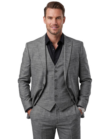 DeepSEA 3 Parça Slim Fit Yelekli Erkek Takım Elbise – Çift Yırtmaçlı Modern Kesim 2601631 2