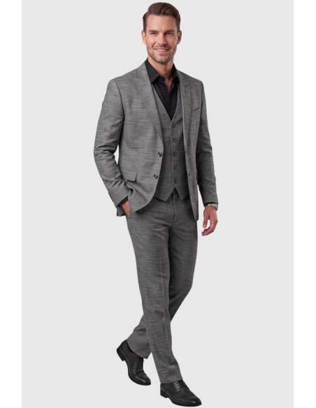 DeepSEA 3 Parça Slim Fit Yelekli Erkek Takım Elbise – Çift Yırtmaçlı Modern Kesim 2601631
