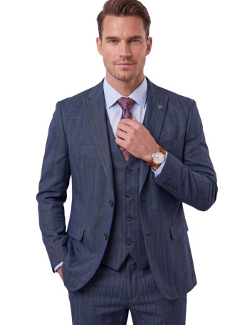 DeepSEA 3 Parça Slim Fit Yelekli Erkek Takım Elbise – Çift Yırtmaçlı Modern Kesim 2601631