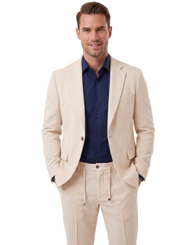 DeepSEA Erkek Slim Fit Likralı Gofre Kumaş Takım Elbise İpli Lastikli Pantolon 2602326