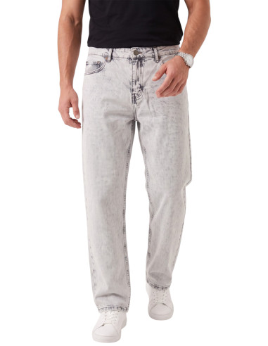 DeepSEA Erkek Açık Yıkama Taşlamalı Baggy Fit Likralı Bol Paça Jean Kot Pantolon 2600057