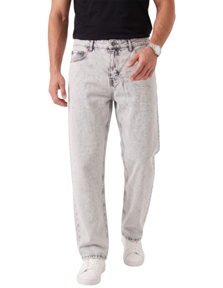 DeepSEA Erkek Açık Yıkama Taşlamalı Baggy Fit Likralı Bol Paça Jean Kot Pantolon 2600057