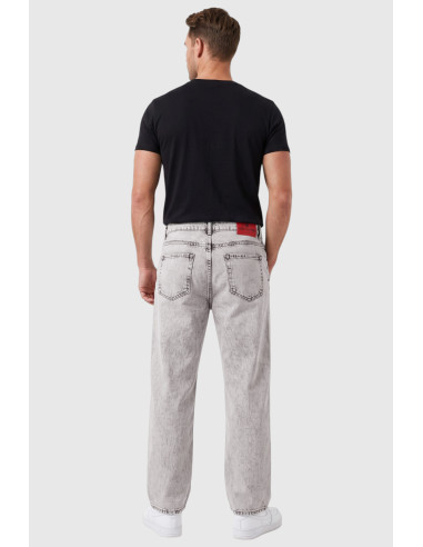 DeepSEA Erkek Açık Yıkama Taşlamalı Baggy Fit Likralı Bol Paça Jean Kot Pantolon 2600057
