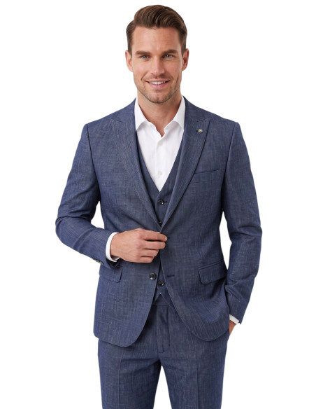 DeepSEA 3 Parça Slim Fit Yelekli Erkek Takım Elbise – Çift Yırtmaçlı Modern Kesim 2601631
