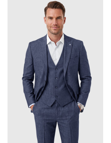 DeepSEA 3 Parça Slim Fit Yelekli Erkek Takım Elbise – Çift Yırtmaçlı Modern Kesim 2601631 2