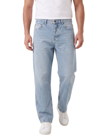 DeepSEA Erkek Yıkamalı Baggy Fit Likralı Bol Kesim Geniş Paça Jean Kot Pantolon 2600061