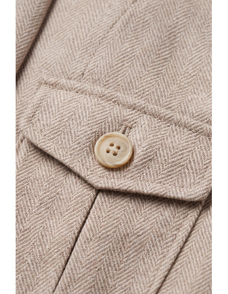 DeepSEA Erkek Safari Ceketli Balıksırtı Desenli Slim Fit 2'li Takım Elbise – Pileli Duble Paça Pantolon 2600723