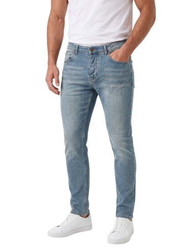 DeepSEA Erkek Slim Fit Dar Kesim Likralı Taşlanmış Pamuklu Kot Pantolon – Düğme Kapamalı Jean 2605153