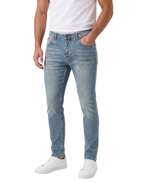 DeepSEA Likralı Taşlanmış Dar Kesim Kot Pantolon Slim Fit Mavi Erkek Jean 2608440