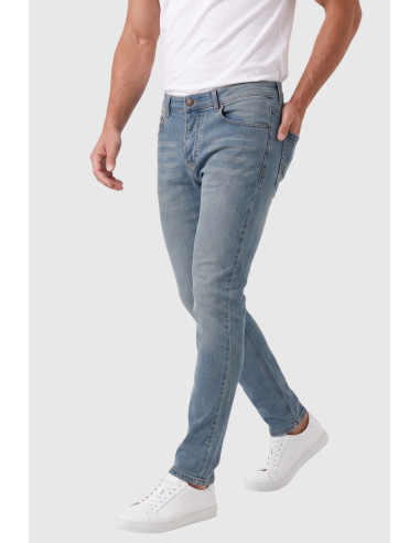 DeepSEA Likralı Taşlanmış Dar Kesim Kot Pantolon Slim Fit Mavi Erkek Jean 2608440