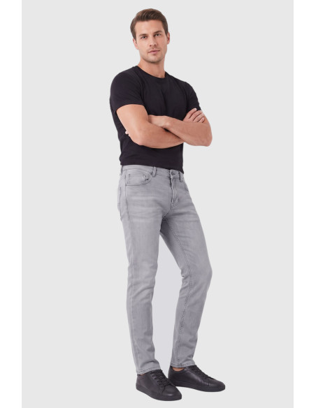 DeepSEA Likralı Taşlanmış Dar Kesim Kot Pantolon Slim Fit Mavi Erkek Jean 2608440