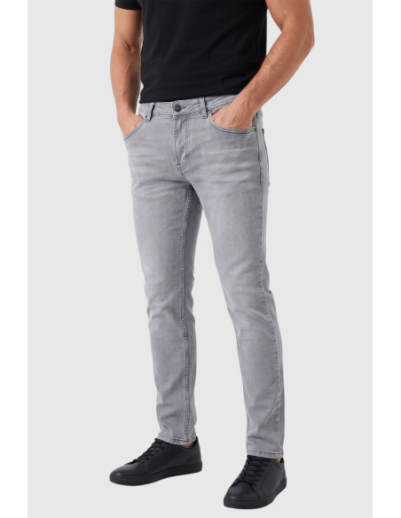 DeepSEA Likralı Taşlanmış Dar Kesim Kot Pantolon Slim Fit Mavi Erkek Jean 2608440