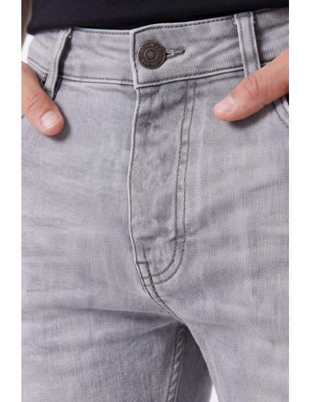 DeepSEA Likralı Taşlanmış Dar Kesim Kot Pantolon Slim Fit Mavi Erkek Jean 2608440