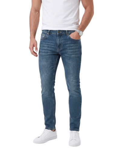 DeepSEA Likralı Taşlanmış Dar Kesim Kot Pantolon Slim Fit Mavi Erkek Jean 2608440
