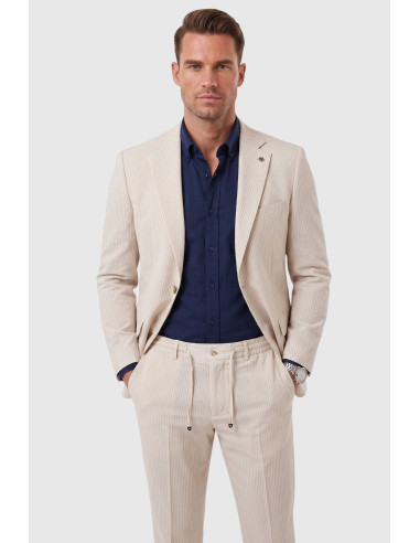 DeepSEA Erkek Slim Fit Likralı Gofre Kumaş Takım Elbise İpli Lastikli Pantolon 2602326