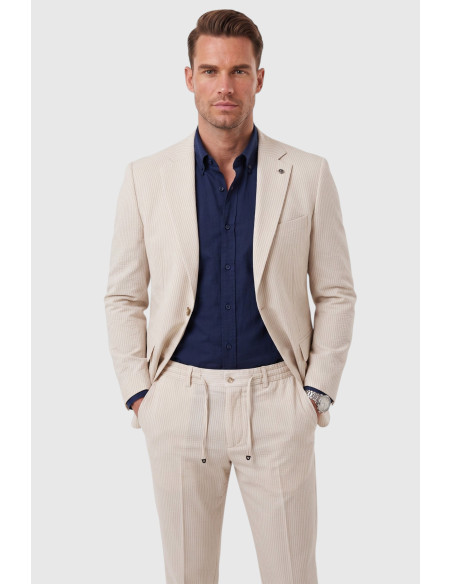 DeepSEA Erkek Slim Fit Likralı Gofre Kumaş Takım Elbise İpli Lastikli Pantolon 2602326