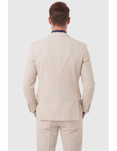 DeepSEA Erkek Slim Fit Likralı Gofre Kumaş Takım Elbise İpli Lastikli Pantolon 2602326